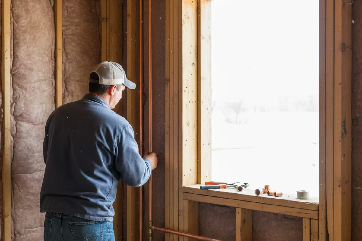 Licensed plumber running new copper supply lines in a Fraser home