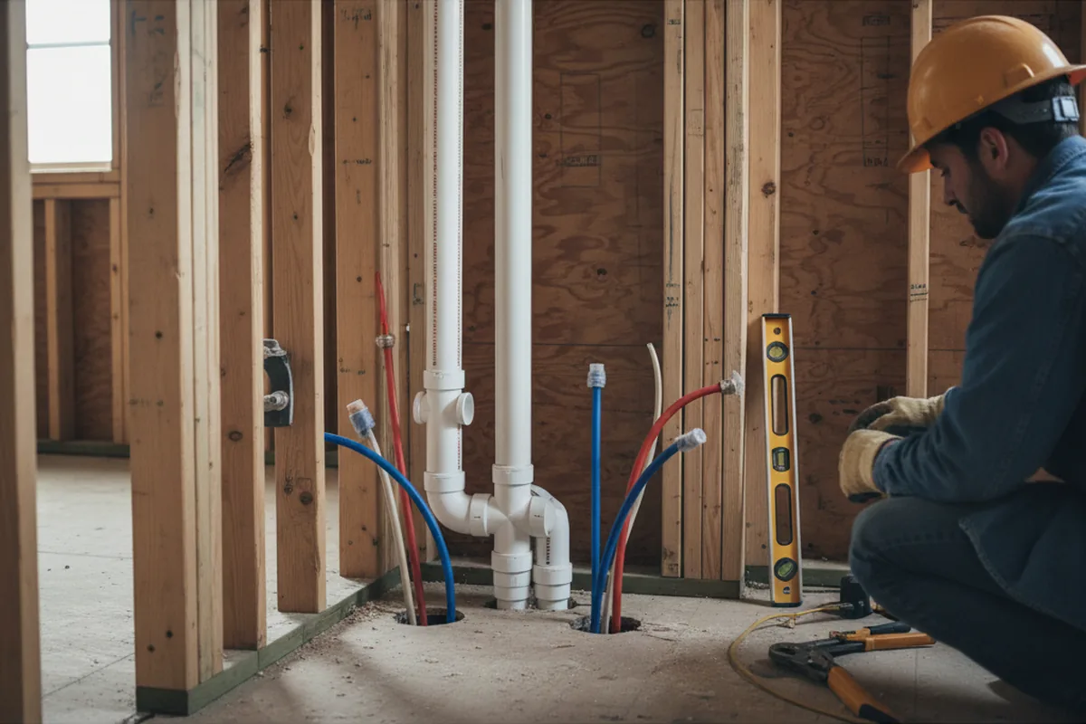 Drain and supply rough-in during Toilet Repair and Installation in Fraser